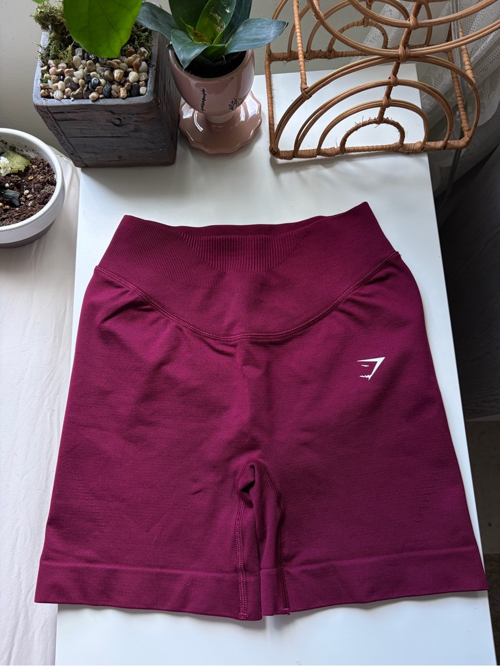 Burgundy Gymshark Biker Shorts